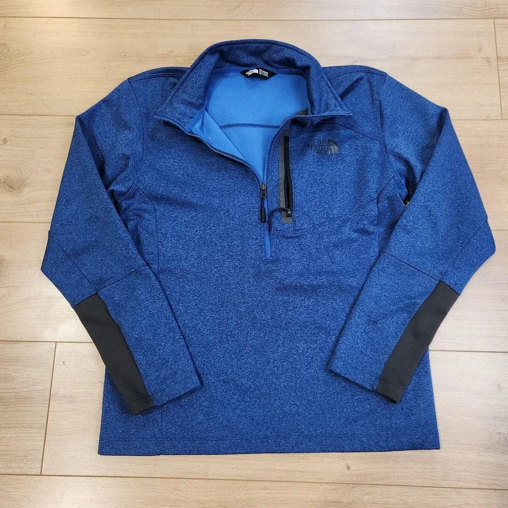 The North Face Pullover Mens Medium Blue Long Sleeve 1/4 Zip Fleece Hiking Top